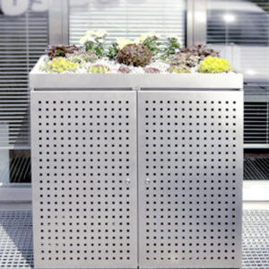 Mülltonnenbox mit Pflanzenschale Edelstahl